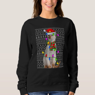 Sudadera Gato siamés feo luces de Navidad Santa Gato siamés