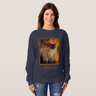 Sudadera Gato Siamés Posando Con Flores Personalizadas