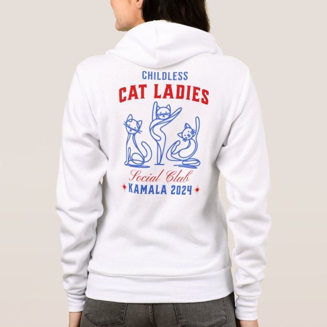 Sudadera Gato sin hijos, damas Kamala 2024 (Imprenta en rev (Reverso)
