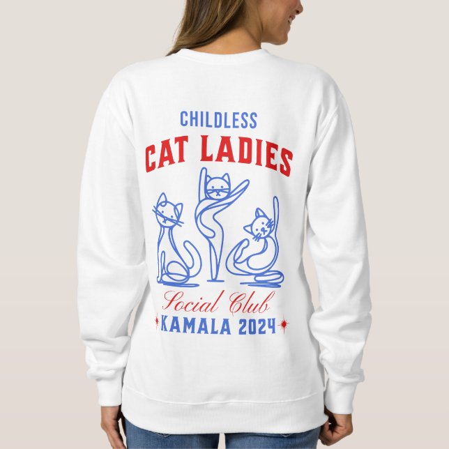 Sudadera Gato sin hijos, damas Kamala 2024 (Imprenta en rev (Reverso)