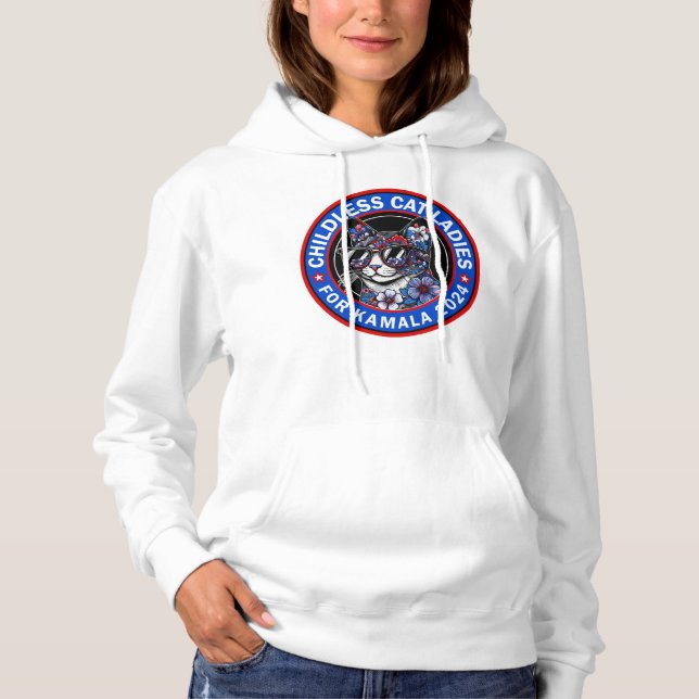 Sudadera Gato sin niños Las Damas Votan Kamala US 2024 Dems (Anverso)
