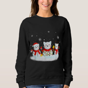 Sudadera Gato Snowman Santa Hat Reindeer Cat Lover Merry Ch