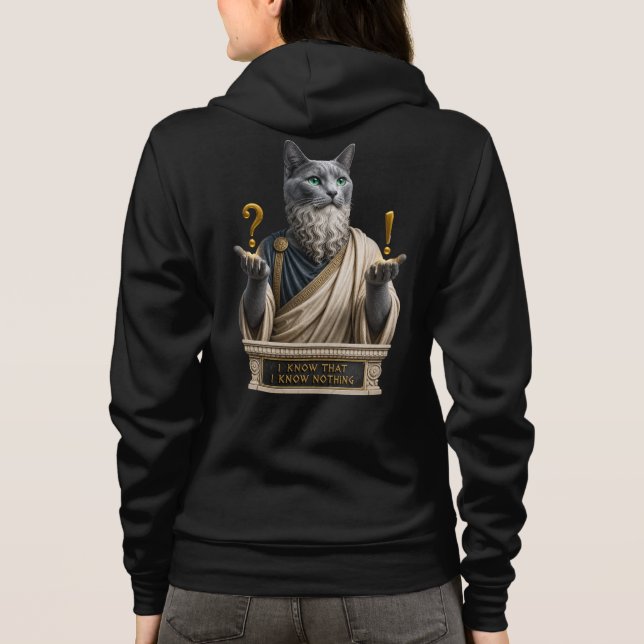 Sudadera Gato Socrates Azul Ruso (Reverso)