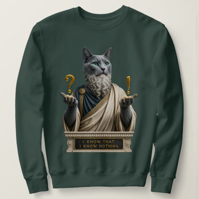 Sudadera Gato Socrates Azul Ruso (Anverso del diseño)