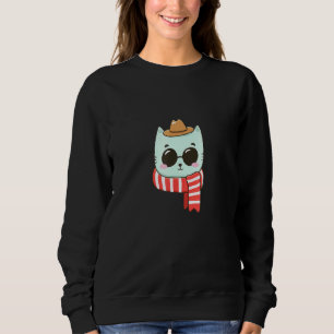 Sudadera Gato Sombrero Bufanda Gafas Cara Cabeza Felino