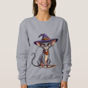 Sudadera Gato Sphynx Adorable con Sombrero de Bruja