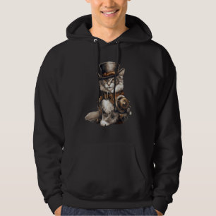 Sudadera Gato Steampunk Con Sombrero Diseño Gráfico Gato Fa