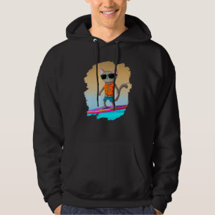Sudadera Gato Surfista Montando Ola Océano Artístico Cool