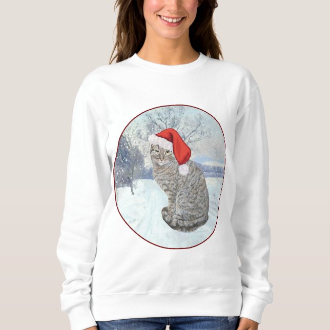 Sudadera Gato Tabby de Navidad Nevado (Anverso)