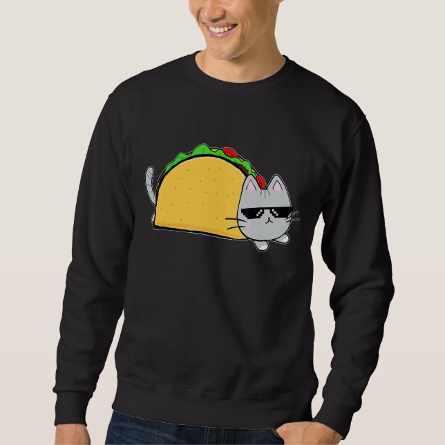 Sudadera Gato Taco Hombres Mexicanos de Comida Jóvenes (Anverso)