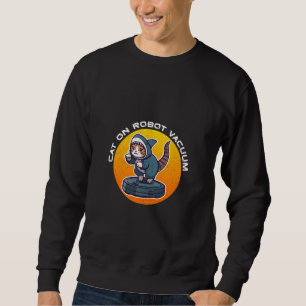 Sudadera Gato Tiburón Divertido en Aspiradora Robot Arte Me