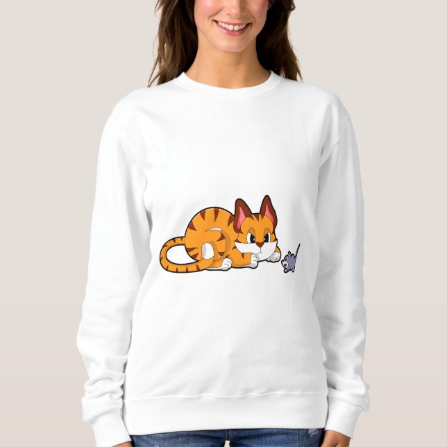 Sudadera Gato tigre con ratón (Anverso)