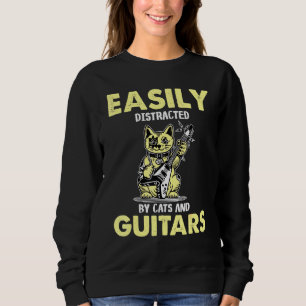 Sudadera Gato Tocando Guitarra Fácilmente Distraído Por Gat