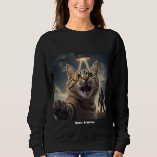 Sudadera Gato tomándose selfie con OVNI y obsequio divertid