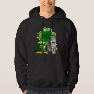 Sudadera Gato Trébol Día de San Patricio Gato Meowy Irlandé