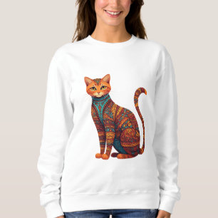 Sudadera Gato Tribal Bohemio de Arte Colorido