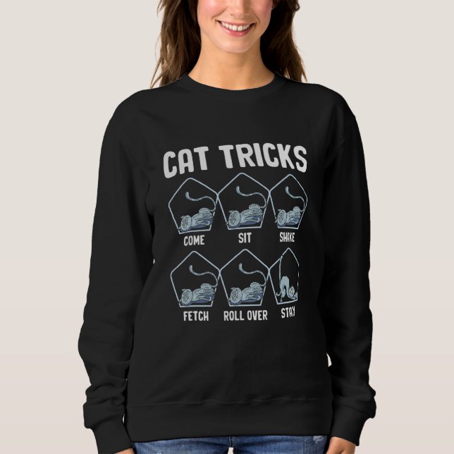 Sudadera Gato Tricks Come Sit Shake Fetch Roll Over Stay (Anverso)