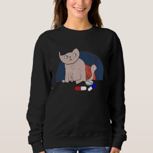 Sudadera Gato un poco preocupado por tomar medicina vintage