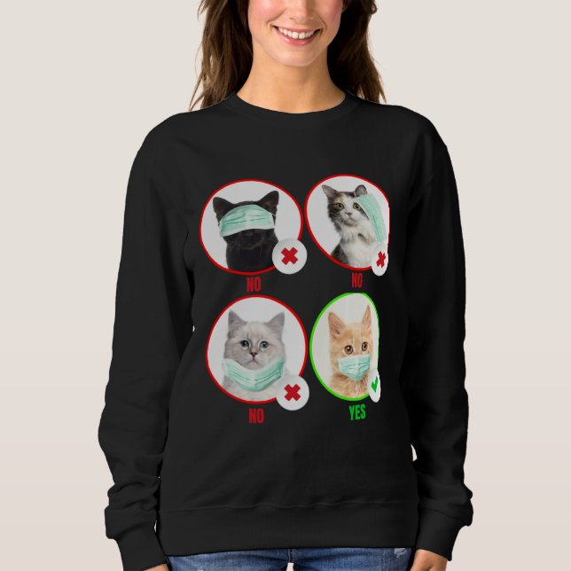 Sudadera Gato usa mascarilla correctamente  Gato  Distancia (Anverso)