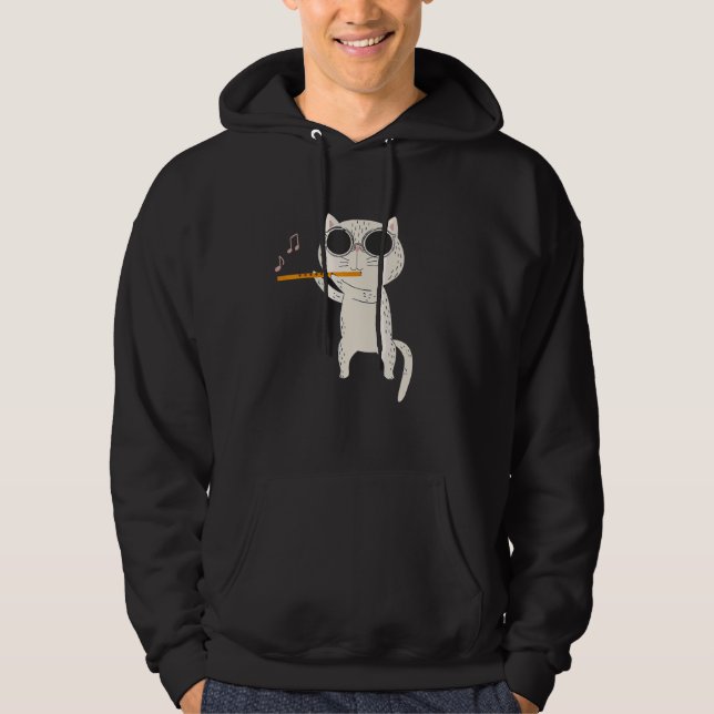 Sudadera Gato Usando Gafas De Sol Y Jugando Flauta (Anverso)