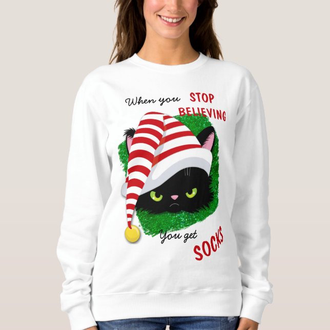 Sudadera Gato verde enojado que consigues Navidades de calc (Anverso)