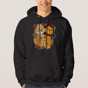Sudadera Gato Y León Cute Gatito Abrazando Animales Mujeres