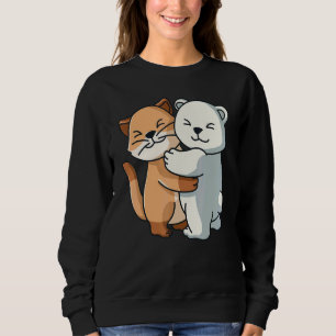 Sudadera Gato Y Oso De Hielo Cuidan A Las Mujeres Chicas De
