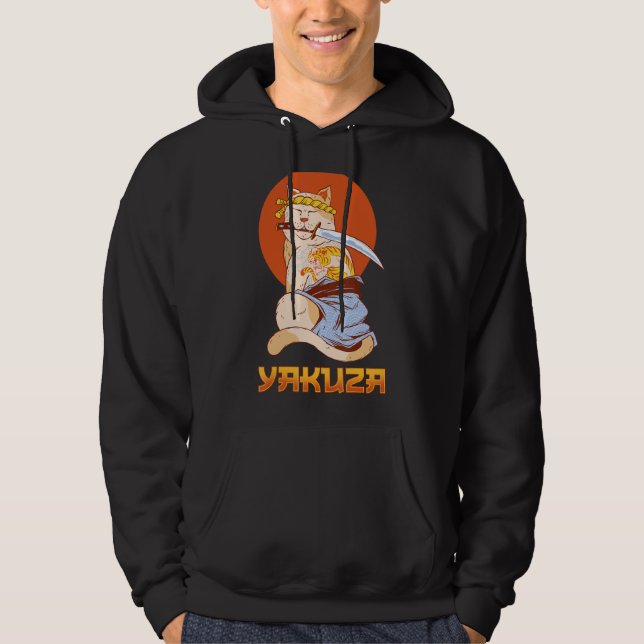 Sudadera Gato Yakuza Canción japonesa Samurai espada Katana (Anverso)