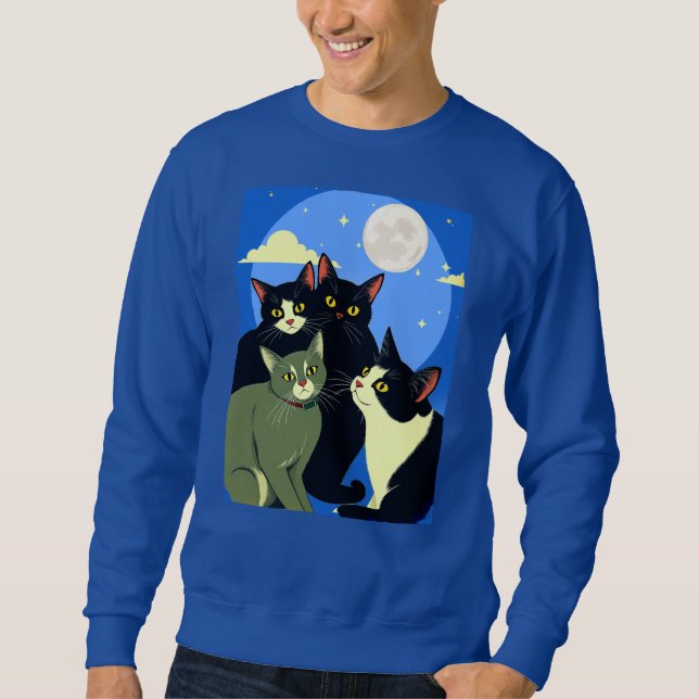 Sudadera Gatos a la deriva bajo la luna llena (Anverso)