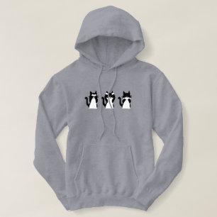 Sudadera Gatos Blancos Negros Tres Gatitos Sabios