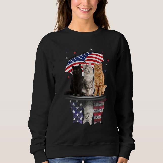 Sudadera Gatos Cuidados Bajo El Paraguas Estadounidense Sob (Anverso)