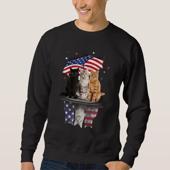 Sudadera Gatos Cuidados Bajo El Paraguas Estadounidense Sob (Anverso)