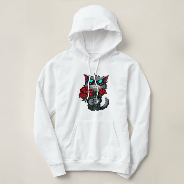 Sudadera Gatos de Guay con flores rojas y amor (Diseño del anverso)