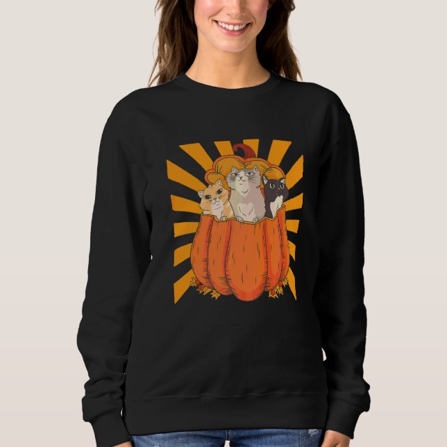 Sudadera Gatos de Halloween Gatito de Calabaza (Anverso)