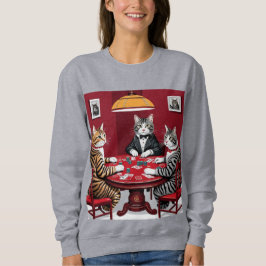 Sudadera Gatos de mesa jugando al póquer