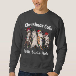Sudadera Gatos de Navidad con sombreros de Santa Divertidos