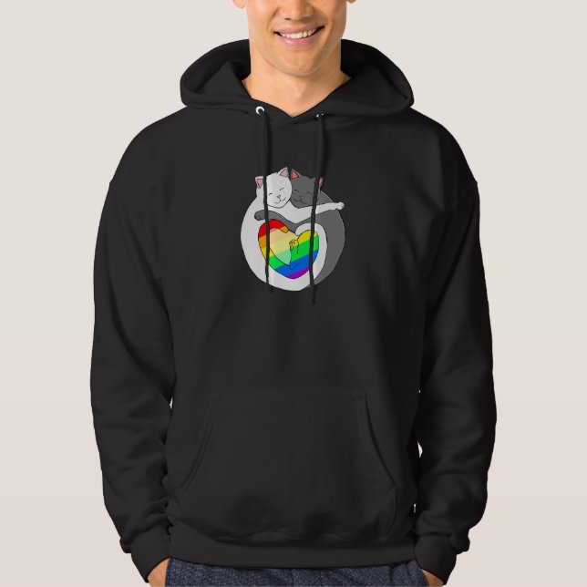 Sudadera Gatos De Orgullo Arcoiris Cute Kitten Lgbtqia (Anverso)