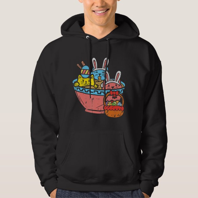 Sudadera Gatos de Pascua Ramen Bunny Oars Egg Kawaii Japoné (Anverso)