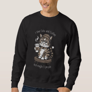 Sudadera Gatos Divertidos, Me Gustan Los Gatos Y El Café Y