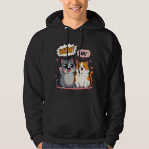 Sudadera Gatos Kawaii Lindos Comic Diciendo Wow y Hola Suda