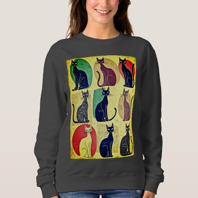 Sudadera Gatos Modernos de Época a Medias Siglo (Anverso)