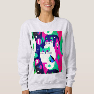 Sudadera Gatos modernos de mediados de siglo con un fondo a