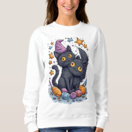 Sudadera Gatos negros HALLOWEEN con dulces y estrellas