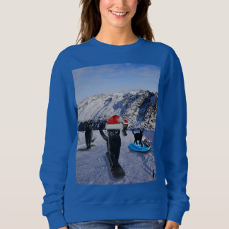 Sudadera Gatos Negros Snowboard Sobre Navidades