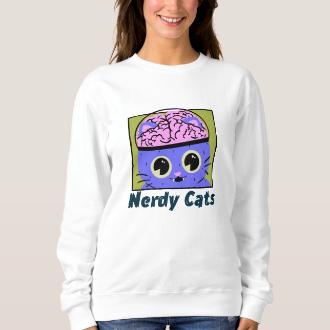 Sudadera Gatos Nerdy, diseño cerebral (Anverso)