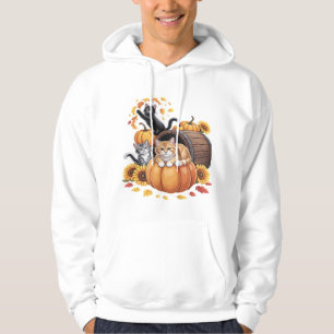 Sudadera Gatos Otoño Calabazas De Acción De Gracias Girasol