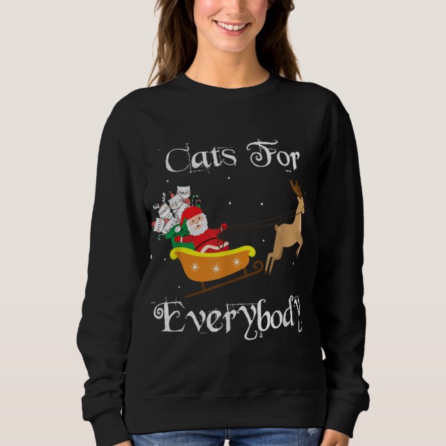 Sudadera Gatos Para Todos Navidades Santa Cute Gato Lover (Anverso)