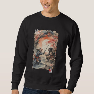 Sudadera Gatos Samurái Japón vs Gráficos Guerrero Lobo Vint