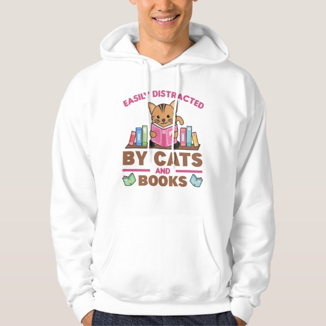 Sudadera Gatos Y Libros Divertidos Con El Libro Y El Gato (Anverso)