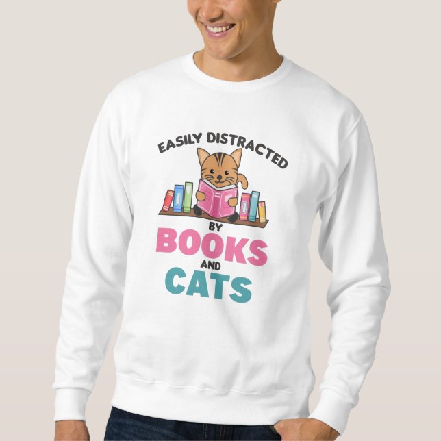 Sudadera Gatos Y Libros Divertidos Con El Libro Y El Gato (Anverso)